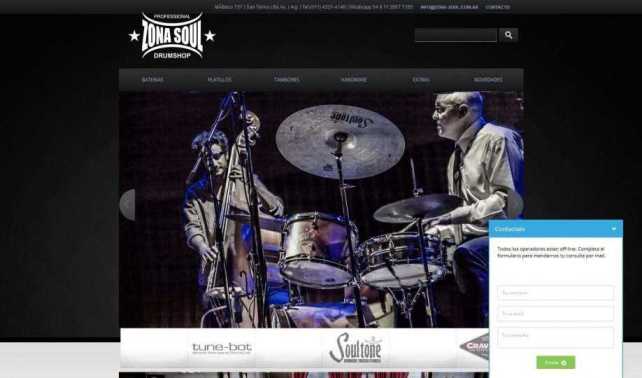 web producto Zona Soul Drumshop